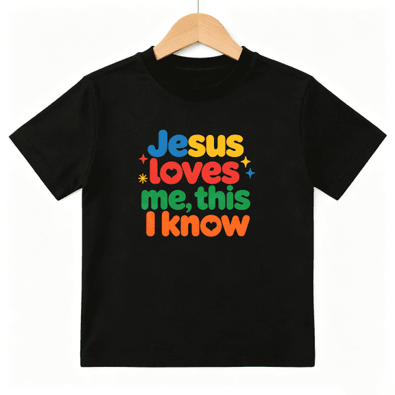Jesus Loves Me Boys Graphic Tee, Christian Faith Sunday School 100% Cotton Kids Short Sleeve T-Shirt