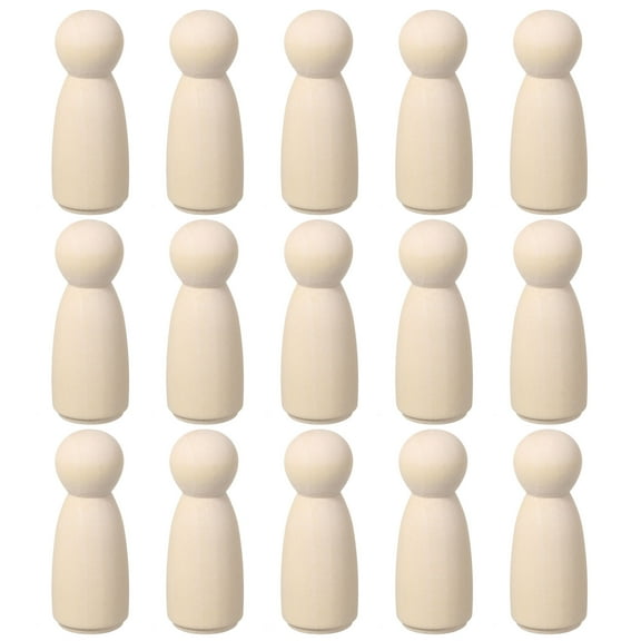 15 Pack Wood Peg, 3 Inch Girl-Shape Wooden Peg People, Unfinished Wooden Peg People Bodies Figures for DIY Art Crafts Painting