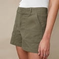 thumbnail image 5 of Women's Stretchy Twill Mid-Rise Shorts with Side Pockets - Soft Brushed Fabric, Flattering Fit Casual Shorts for Summer Walking & Errands,Army Green 2XL, 5 of 5