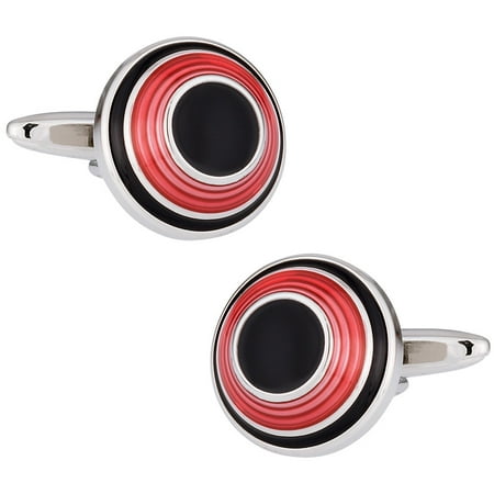 Dome Stud Cufflinks - Red & Black Dome Enamel Cufflinks by Cuff-Daddy