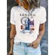 thumbnail image 1 of Minimalist Women's London Landmark Graphic Tee - Stylish Casual Short Sleeve T-Shirt with Ferris Wheel & Big Ben Design, Comfortable Summer Top for Casual Attire, Comfortable Fashion | Minimalist Gra, 1 of 5