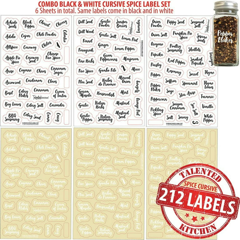 4 Spice Racks with 24 Glass Spice Jar & 2 Types of Printed Spice Labels by  Talented Kitchen. Complete Set: 4 Wall Mount Stainless Steel Racks, 24  Square Empty Glass Jars 4oz, Chalkboard & Clear Label