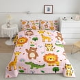 thumbnail image 2 of Homewish Kawaii Giraffe Lion Bedding Comforter Set,Jungle Animal Bear Twin Comforter Sets,Pink Orange Bedding Set For Boys Girl,Microfiber Bedroom Decor Reversible,2-Piece, 2 of 8