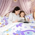 thumbnail image 4 of Meiyoeat Garden Flower D Letter Twin Comforter Sets for Women Girls, Purple Cute Groovy Daisy Bedding Set, Reversible, 2-Piece, 4 of 6