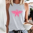 thumbnail image 3 of Chandails de Sensibilisation au Cancer du Sein pour Femmes, Col Ras du Cou, Blouse Basique Imprimée Sans Manches, Débardeur Décontracté d'Été pour l'Entraînement, 3 of 5