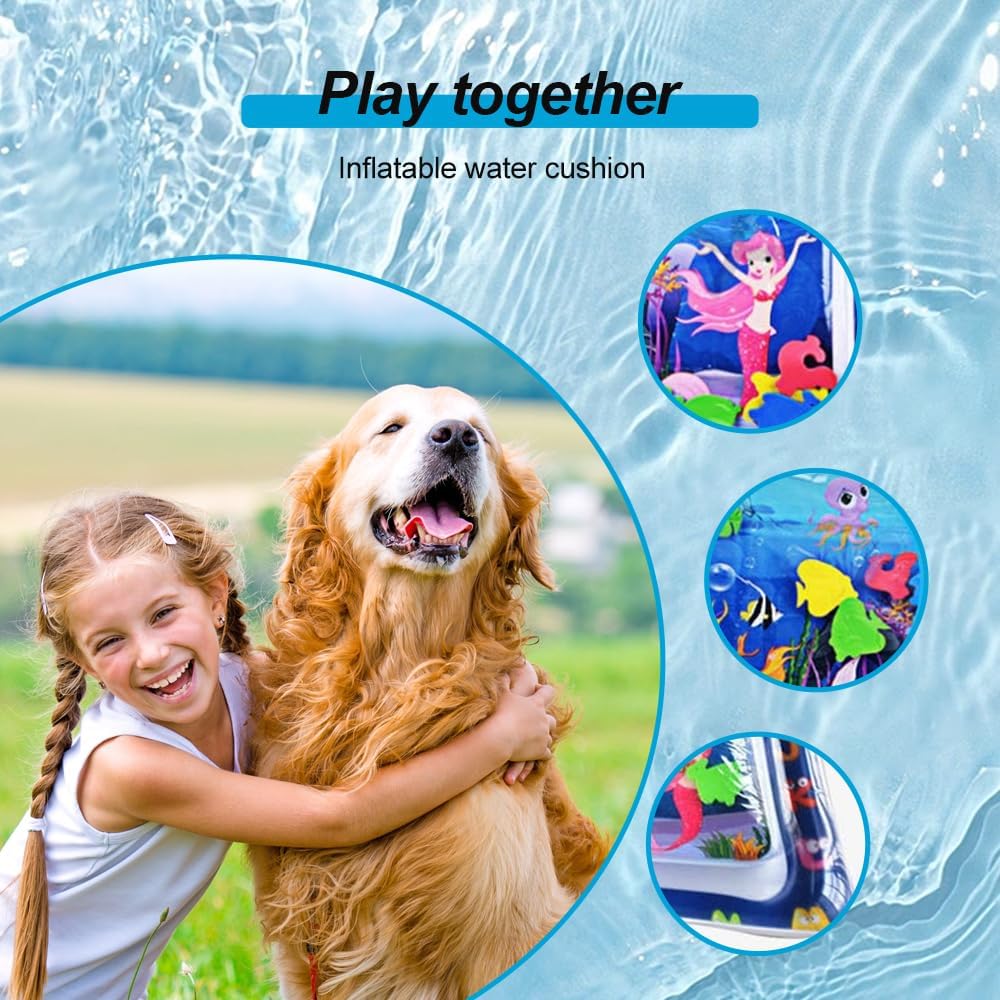 Thickened Water Sensor Play Mat, 2025 New Sensory Water Play Mat for Cats Pet, Cat Water Play Mat, Water Sensor Mat for Kids Cool Comfort Inflatable Tummy Time Water Mat (A1)