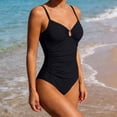 thumbnail image 2 of CHGBMOK Womens One Piece Swimsuit Tummy Control Ruched Bathing Suit V Neck Push Up Spaghetti Straps Swimwear, 2 of 5