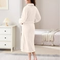thumbnail image 5 of Winter Fleece Robe for Women Shawl Collar Fuzzy Warm Soft Kimono Bathrobe Long Sleeve Nightgown Sleepwear with Pockets, 5 of 9