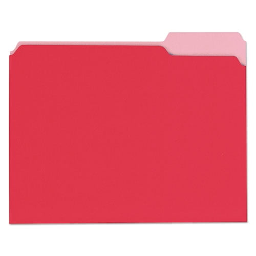 Deluxe Colored Top Tab File Folders, 1/3-Cut Tabs: Assorted, Letter Size, Red/Light Red, 100/Box | Bundle of 2 Boxes