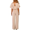 thumbnail image 6 of Short Sleeve Playsuit for Women Plus Size Wrap Drawstring Tie Jumpsuit Long Pants Romper Casual Trousers Evening Party Clubwear, 6 of 8