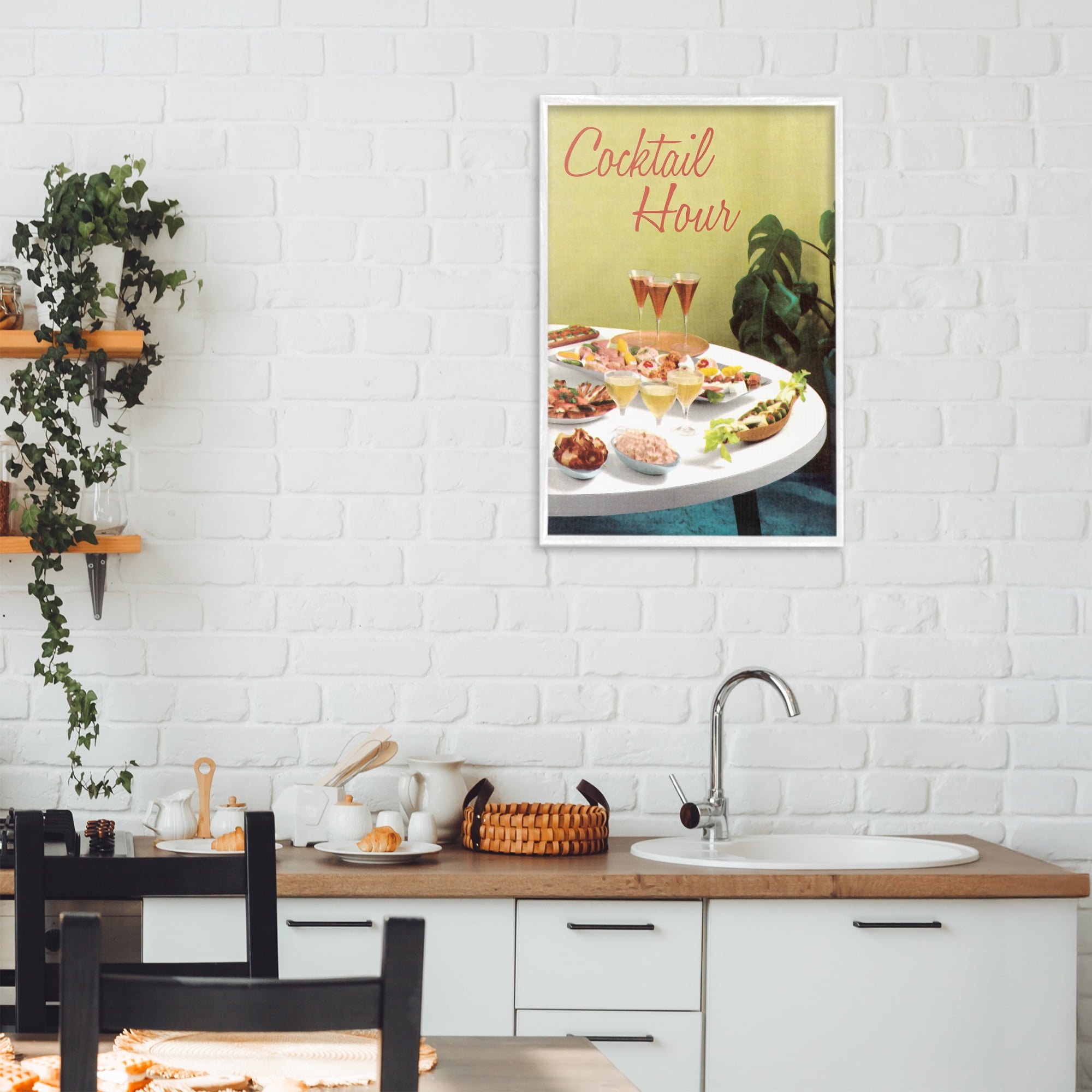 Stupell Industries Cocktail Hour Table Spread White Framed Giclee Art, design by Tim Wright