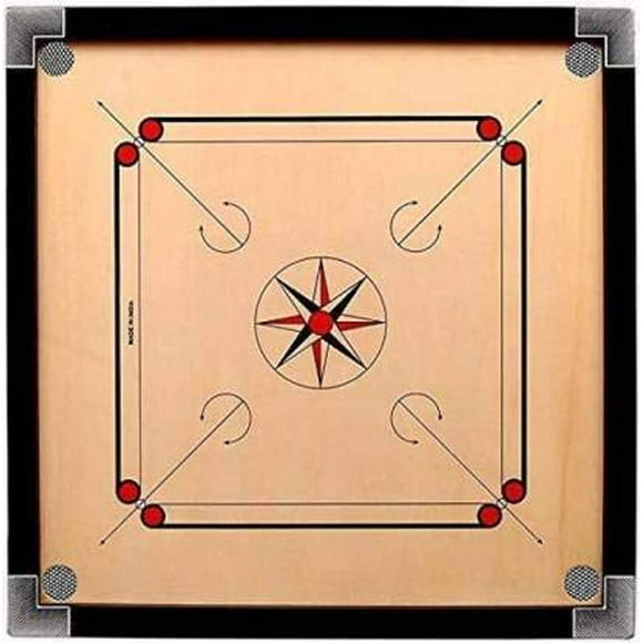 Sonu Sports Co. Sports Goods Sssg Superb Glossy Finish Round Pocket Full Size Carrom Board With Coins Striker And Powder (Large 32 Inch) Product Name