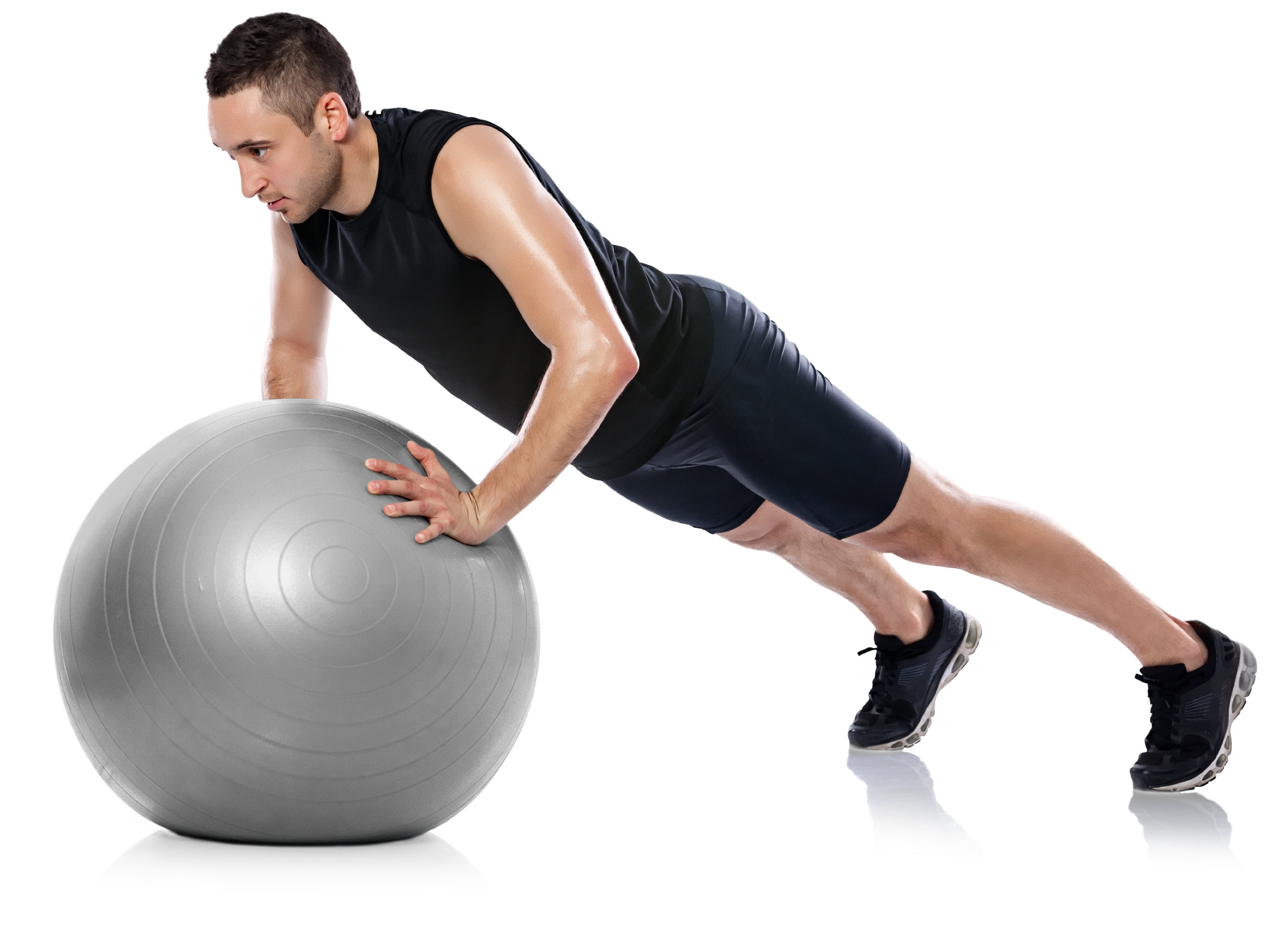 XPRT Fitness Exercise and Workout Ball, Yoga Ball Chair, Great for Fitness, Balance and Stability Extra-Thick with Quick Pump, Silver 75 cm