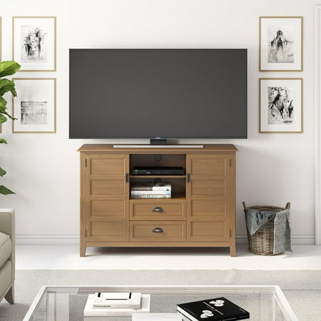 Simpli Home - Burlington Traditional Wide TV Media Stand for Most TVs up to 60" - Light Golden Brown