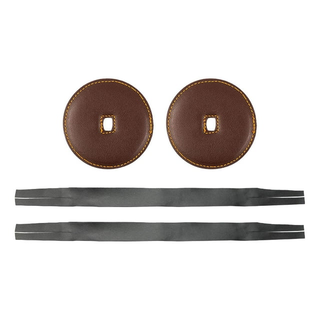 2x correa de platillo, correa de repuesto para platillo, correa de mano para platillo con almohadillas, reparación cómoda, mango de platillo de cuero Marron oscuro