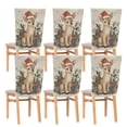 thumbnail image 6 of Decorative Chair Back Cover One Size x6 Chair Cover Dining Chair Slipcovers Chair Back Decoration Festival Chair Decoration Warm Christmas Orange Deer, 6 of 6