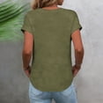thumbnail image 6 of ClodeEU Women's V Neck Short Sleeve Embroidered Blouse,Casual Loose Fit Button Top Army Green,Women's Plus L, 6 of 7