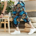 thumbnail image 4 of 2024 Summer Harajuku Calf Length Casual Men's Pants Wide Leg Cotton Linen Printing Harem Baggy Pants Fashion Men's Clothing, 4 of 6