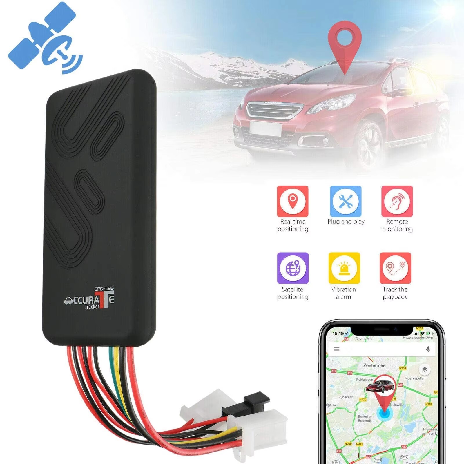 Car GPS Tracker GT06 GSM GPRS Vehicle Tracking Device Monitor Locator Remote Control for Motorcycle Cut Off Engine Oil Free APP