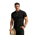 thumbnail image 3 of Men’s Short Sleeve Polo Shirt with Pocket Classic Fit Soft Cotton Material Three Button Placket Collar, 3 of 7