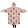 thumbnail image 2 of Oversized Wearable Blanket Hoodie,Pink Highland Cow Flower Pattern Sherpa Blanket Hoodie with Super Pockets,Super Warm Fuzzy Pullover for Women & Men, 2 of 6