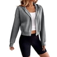thumbnail image 6 of Zip up Hoodie for Women Trendy Casual Long-sleeved Raglan Jacket Solid Color Fall Fashion Clothes Cute Y2k Tops, 6 of 9