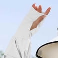 thumbnail image 4 of Womens Summer SPF Long Sleeve Cover Ups Cooling Shawl Neck Arm Sleeves UV Protection Cape Cloak Shrug with Thumb Hole White Free Size, 4 of 6