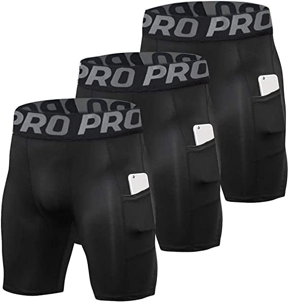 YUSHOW 3 Pack Mens Compression Shorts Performance Athletic Workout ...