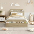 thumbnail image 2 of Twin Bed Frame with Storage Headboard & Footboard - Low Profile Wood Platform Bed, Sturdy Wood Slats, No Box Spring Needed, Natural, 2 of 7