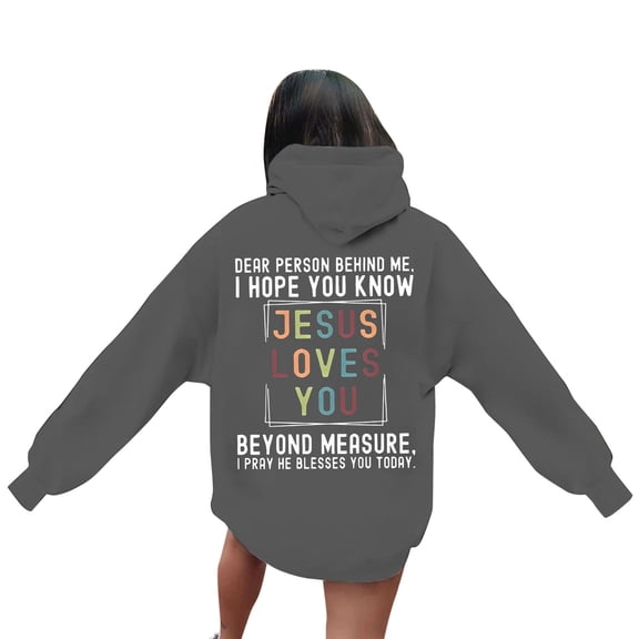 WENWU Womens Hoodies Jesus Hoodies Letter Print Christian Sweatshirt Oversized Pullover Sweatshirts Women's Fall Jacket Streetwear
