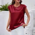 thumbnail image 3 of JoveMarine Women's Satin Tank Top Round Neck Loose Fit Blouse Business Casual Summer Top for Office and Daily Wear Wine S, 3 of 6