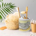 thumbnail image 5 of Ambesonne Animal Soap Dispenser & Toothbrush Holder Set, Bathing Mouse, 2 Pcs, Grey Yellow Cream, 5 of 6