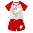 thumbnail image 4 of Hello Kitty Girl-Conjunto de pantalones cortos de manga corta con dibujos animados para bebé, camiseta transpirable de algodón puro, pantalones, traje deportivo informal de dos piezas, 4 of 5