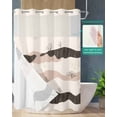 thumbnail image 2 of No Hook Shower Curtains with Snap in Liner, Beige Retro Landscape Waterproof Fabric Shower Curtain, Modern Abstract Bare Trees Double Layers & See-Through Top Window Bathroom Curtains 60''x72'', 2 of 6
