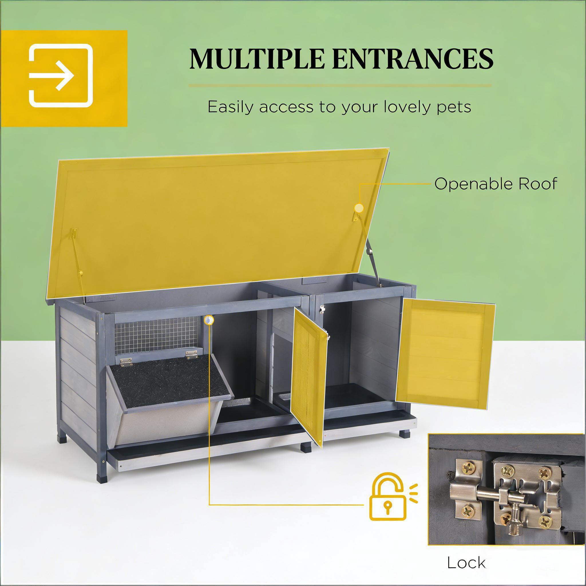 Dog Crate, Wooden Pet House,Small Animal Cage Rabbit Hutch, Gray Pet Playpen,Steel,Wood Chicken Coop, Pet Supplies Pens & Hutches