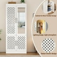 thumbnail image 3 of ChVans Armoire Wardrobe Closet with 3 Woven Doors & Sensor Light, 75.6''H Armoire Storage Cabinet with Mirror, Cabinet, Hanging Rod, Freestanding Wooden Closet for Bedroom, 3 of 8