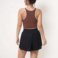 thumbnail image 6 of Women's Cropped Tank Top with Contrast Trim and Lace-Up Front Detail - Medium, Brown, 6 of 7