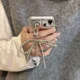 thumbnail image 5 of Llavero de corazón de lazo blanco plateado para mujer, llavero de mochila con lazo de perla, joyería hecha a mano, adorno de bolsos, colgantes Gif, 5 of 5
