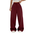 thumbnail image 2 of Women's Casual Pants High Waisted Side Pocket Straight Leg Work Pants Women'S Fashionable High Waist Zipper Casual Pants Suit Pants,Red Women's Casual Pants XL, 2 of 7
