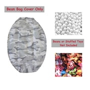 Bean Bag Chair for Kids - Stuffed Animal Toy Storage Cover with zipper - Grey Camo X-Large - Toddlers, Teens, Boys, Girls - Playroom, Bedroom Decor