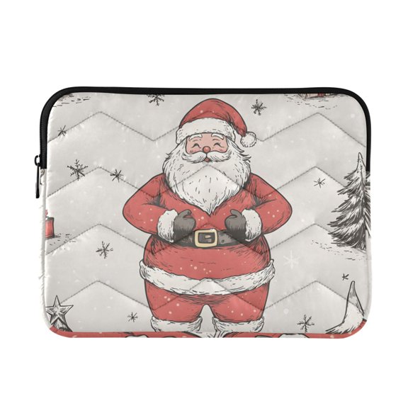 FORMRS 13-13.3 inch Laptop Sleeve Case Soft Carrying Quilted Computer Bag Cover, Beige Christmas Santa