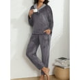 thumbnail image 3 of MINTREUS Women's Fluffy Pajamas Set Coral Fleece Pullover Pants Plush Sleepwear 2 Piece Pjs Set Warm Loungewear, 3 of 8