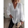 thumbnail image 5 of Women'S Casual Summer Blouses, Long Sleeve Business Blouses, Button Down V-Neck Chiffon Pom Pom Blouses White L, 5 of 7