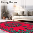 thumbnail image 2 of ODIKA 5'x7' Machine Washable Non-Slip Area Rug, Enchanting Floral Medallion with Lush Petal Overlays and Curved Vines High Traffic Rug, Red, 537511, 2 of 7