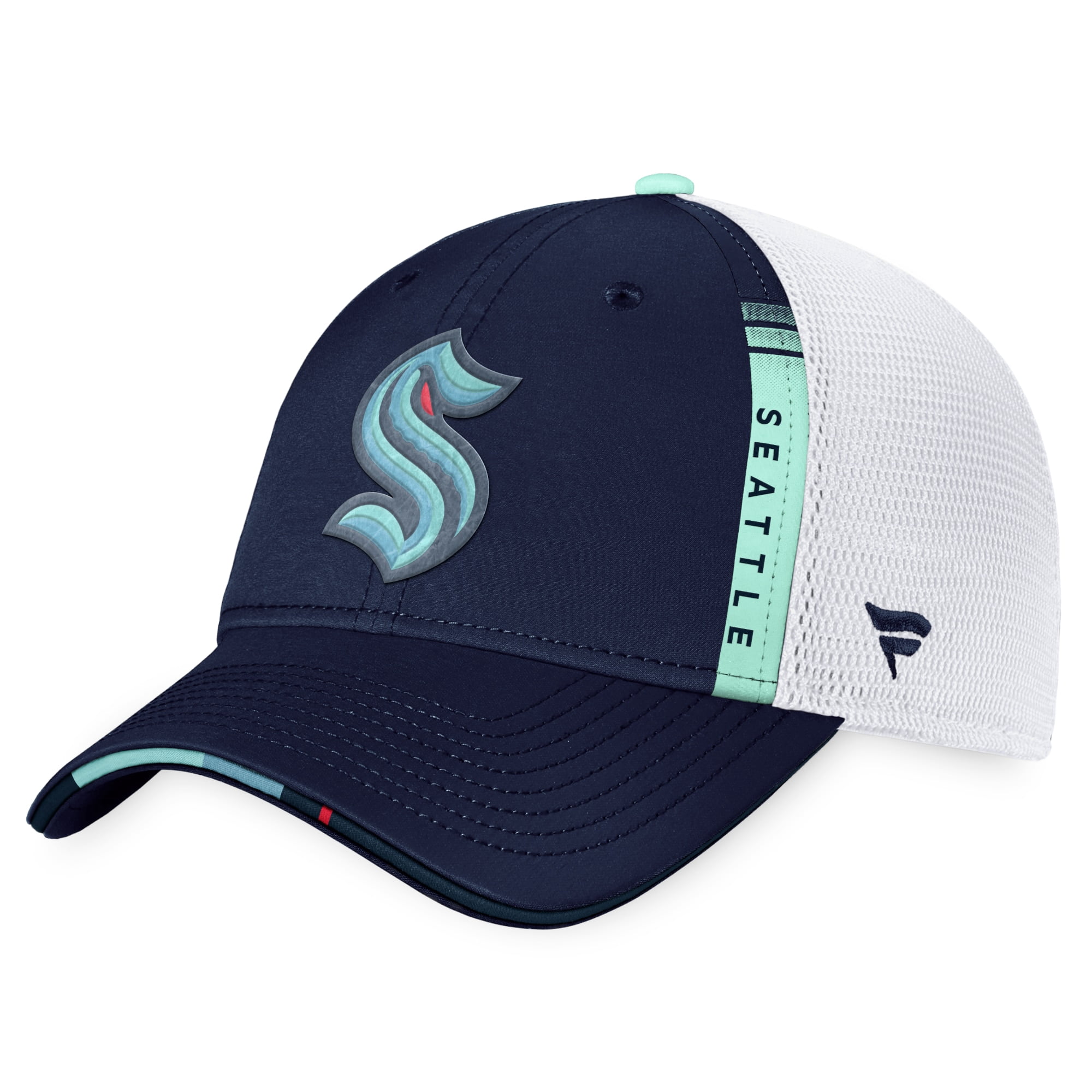 Men's Fanatics Navy/White Seattle Kraken 2022 NHL Draft Authentic Pro On Stage Trucker Adjustable Hat