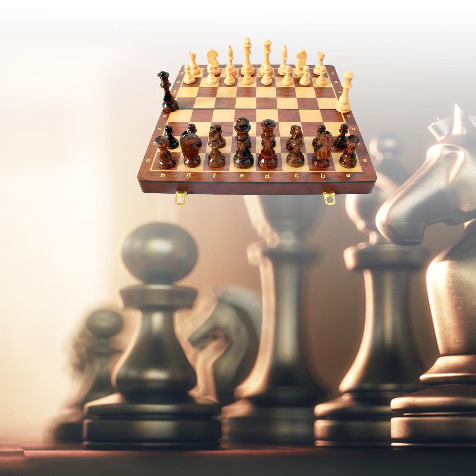 LeeQinersw Professional 18" Tournament Vintage Wooden Chess Set Folding Chessboard Wood