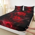 thumbnail image 3 of Castle Fairy Boys Girls Floral Red Rose Full Size Sheets 4-Piece,Chic Flowers Breathable Bed Sheets,Black Red Lightweight Sheet Sets,Luxury Bedroom Decor, 3 of 7