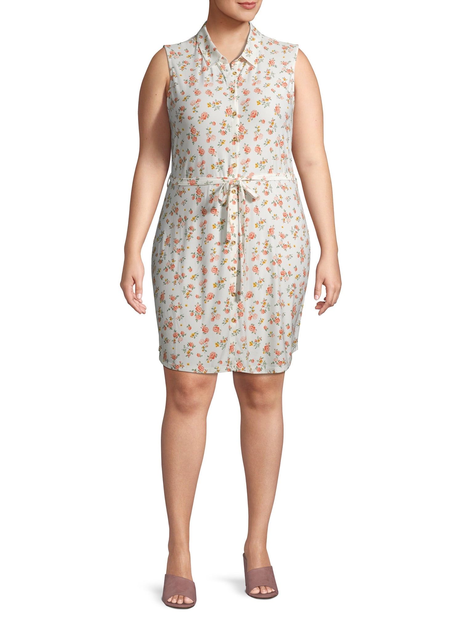 plus size sleeveless shirt dress