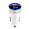 thumbnail image 2 of 120W Car Mobile Phone Digit Display Charger Overcurrent Protection Dual USB Charging Adapter for Lighter Socket Automobile White Silver, 2 of 8