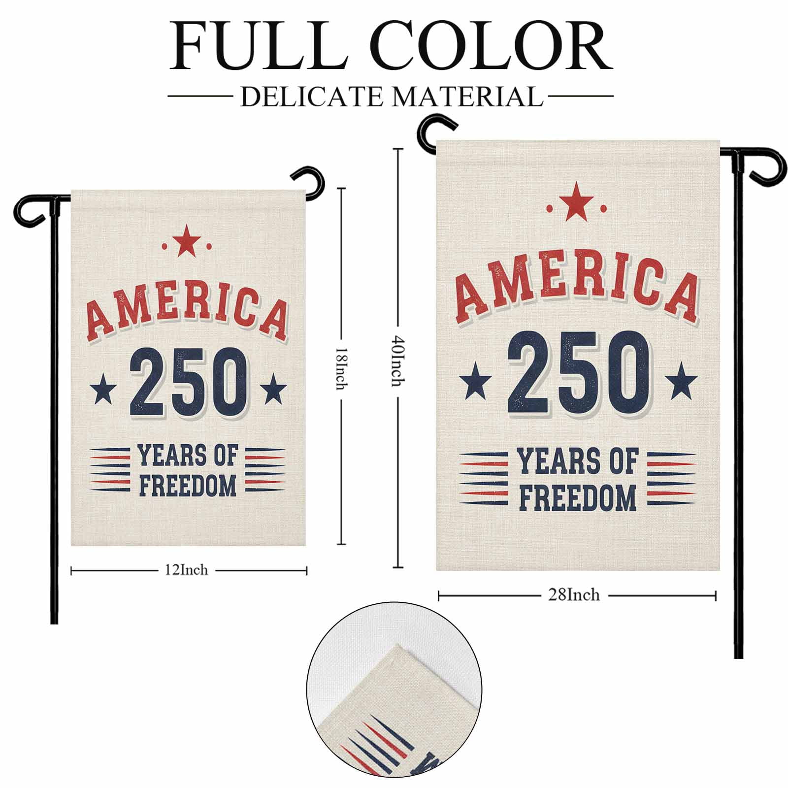 4th of July Garden Flags America 250 Years of Freedom Garden Flag Double Sided Welcome Flag Patriotic Stars USA Flag Independence Day Yard Flags for Outdoor Lawn Porch Memorial Day Decor 28x40 Inch